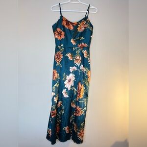 Elegant Floral Midi Dress in Teal